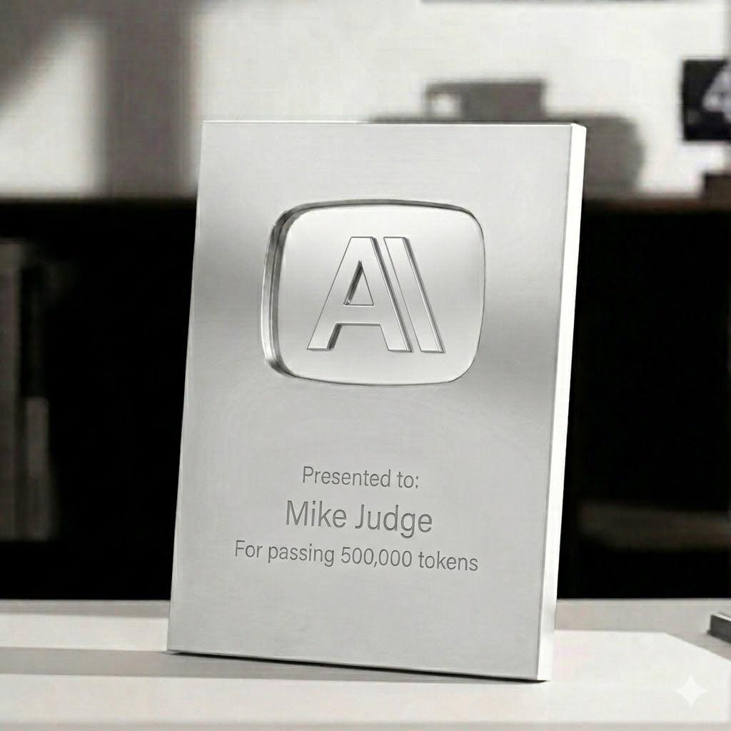 Anthropic Token Award custom metal trophy — detail view