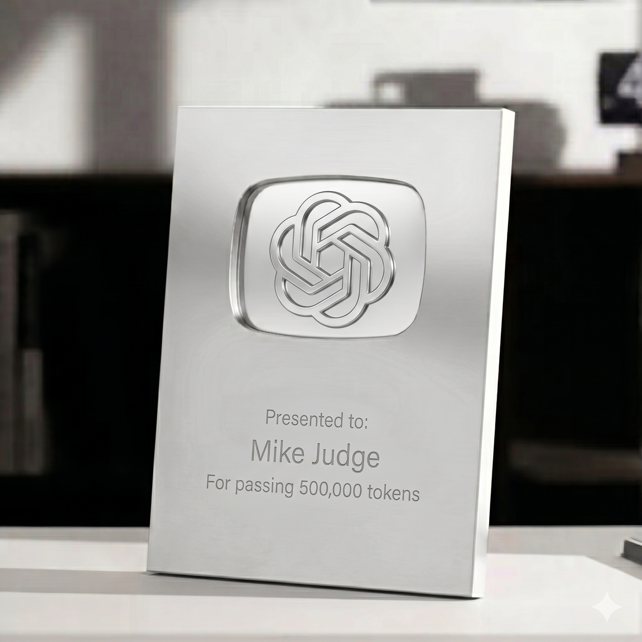 OpenAI Token Award — Custom Metal Trophy
