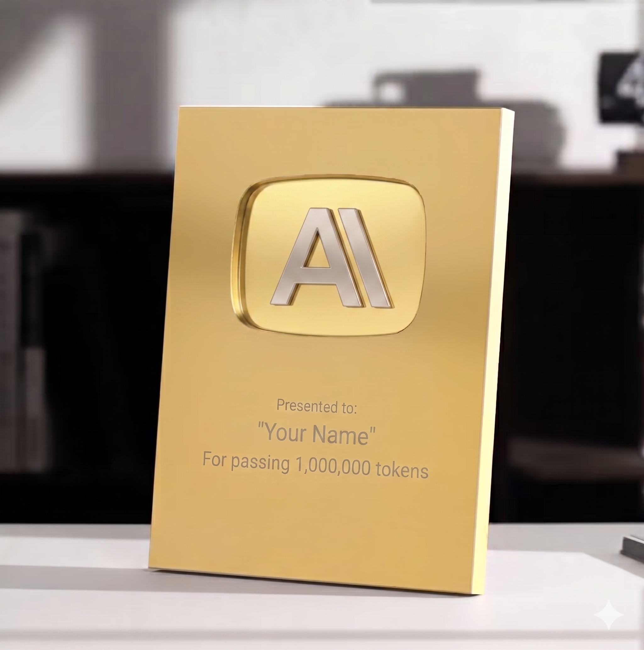 Anthropic Token Award custom gold metal trophy plaque